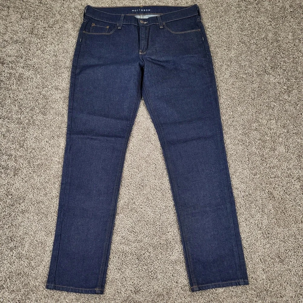 Mott & Bow Ludlow Boyfriend Jeans Womens 29x30 Fits 33x30 Dark Indigo Resin Wash